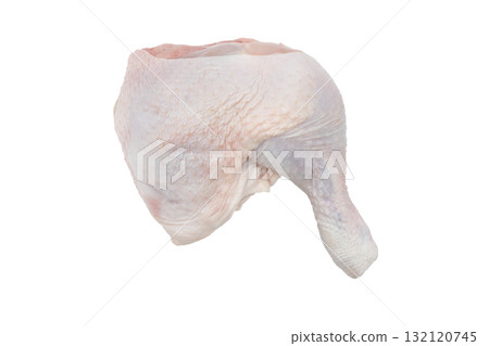 Fresh raw chicken meat isolated on white background. Raw chicken drumstick or leg isolated. Fresh raw chicken meat isolated on white background. Raw chicken drumstick or leg isolated. 132120745