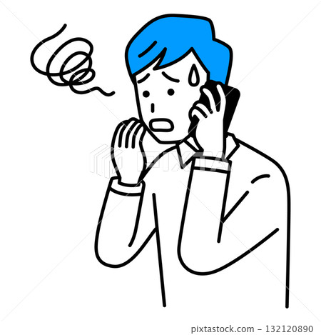 A young man confused by a call on his smartphone A young man confused by a call on his smartphone 132120890