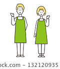 Full body set of men and women wearing aprons 132120935