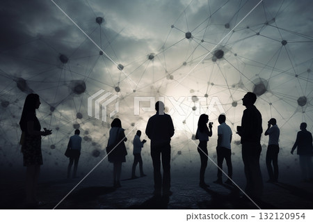 Social life, social network, human network and communication illustration. Generative AI Social life, social network, human network and communication illustration. Generative AI 132120954