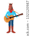 Horse New Year's card material: Horse playing guitar 132120987
