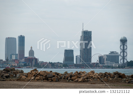Cityscape of Batumi, second-largest city of Georgia, capital of Autonomous Republic of Adjara and popular Black Sea resort 132121112