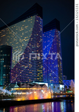 Modern buildings along the Batumi Boulevard, popular Black Sea tourist resort waterfront in Batumi, Adjara, Georgia 132121131