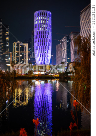 Modern buildings along the Batumi Boulevard, popular Black Sea tourist resort waterfront in Batumi, Adjara, Georgia 132121135