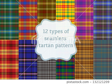 Tartan check seamless pattern texture 12 types Tartan check seamless pattern texture 12 types 132121209