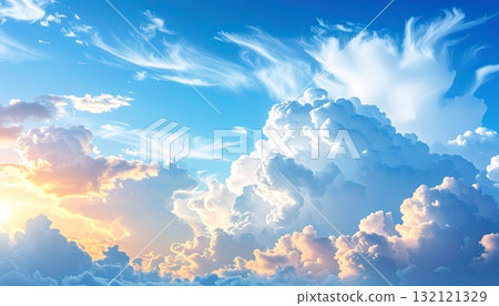 藍天上蔓延的雲海與光海所創造的奇幻世界 132121329