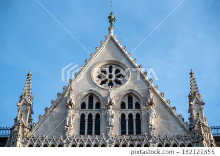 Facade of the Hungarian Parliament Building Orszaghaz, seat of the National Assembly in Budapest, Hungary 132121355