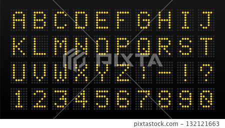 Dot matrix display alphabet letters and numbers set 132121663