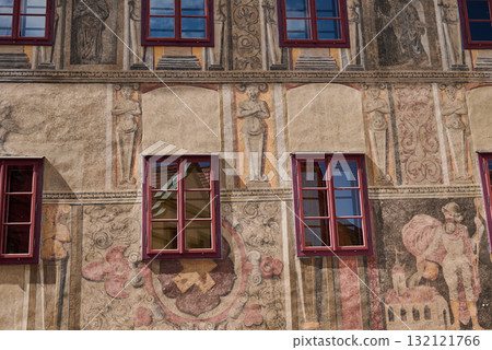 Old historic houses of Cesky Krumlov, popular tourist destination in south Bohemia region of Czech Republic Old historic houses of Cesky Krumlov, popular tourist destination in south Bohemia region of Czech Republic 132121766