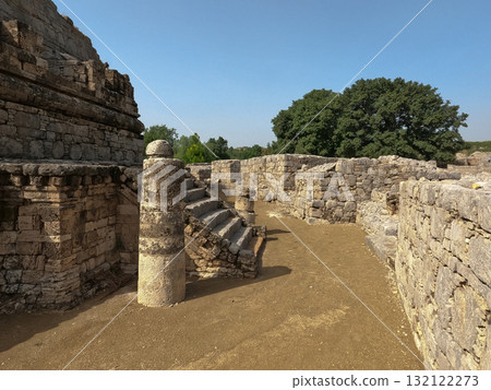 Dharmarajika Stupa staircase and stone column representing ancient Buddhist architectural design and Gandhara heritage in Taxila Pakistan Dharmarajika Stupa staircase and stone column representing ancient Buddhist architectural design and Gandhara heritage in Taxila Pakistan 132122273