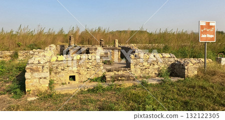 Ancient Jain stupa at Sirkap Taxila Pakistan showing remains of Gandhara Buddhist and Jain architectural heritage 132122305