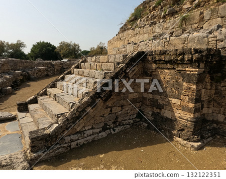 Ancient Dharmarajika Stupa steps beside stone column Taxila Ancient Dharmarajika Stupa steps beside stone column Taxila 132122351