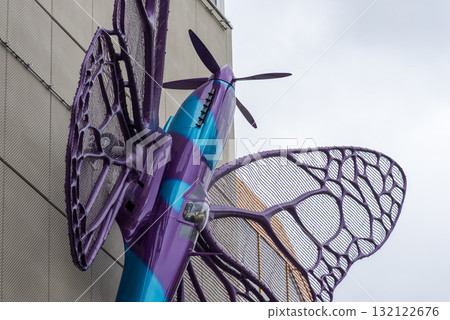 Spitfire butterfly aeroplanes installations by renowned artist David Cerny on the Maj store in Prague, Czech Republic Spitfire butterfly aeroplanes installations by renowned artist David Cerny on the Maj store in Prague, Czech Republic 132122676