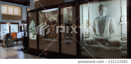 Ancient Buddhist artifacts displayed in Taxila Museum Pakistan showcasing Gandhara civilisation art and heritage 132122891
