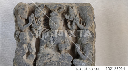 Buddha Sculpture in Taxila Showcasing 2nd Century BCE Gandhara Greco Buddhist Art Carved from Schist and Stucco Buddha Sculpture in Taxila Showcasing 2nd Century BCE Gandhara Greco Buddhist Art Carved from Schist and Stucco 132122914
