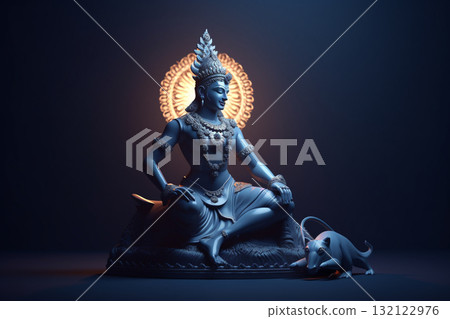 God Krishna sculpture. Blue colored. Generative AI God Krishna sculpture. Blue colored. Generative AI 132122976