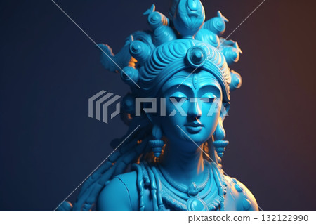 God Krishna sculpture. Blue colored. Generative AI God Krishna sculpture. Blue colored. Generative AI 132122990