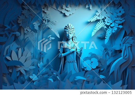 God Krishna sculpture. paper ar illustration style. Generative AI God Krishna sculpture. paper ar illustration style. Generative AI 132123005