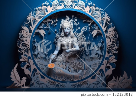 God Krishna sculpture. paper ar illustration style. Generative AI God Krishna sculpture. paper ar illustration style. Generative AI 132123012