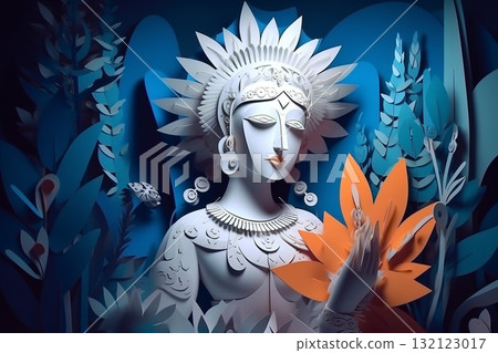 God Krishna sculpture. paper ar illustration style. Generative AI God Krishna sculpture. paper ar illustration style. Generative AI 132123017