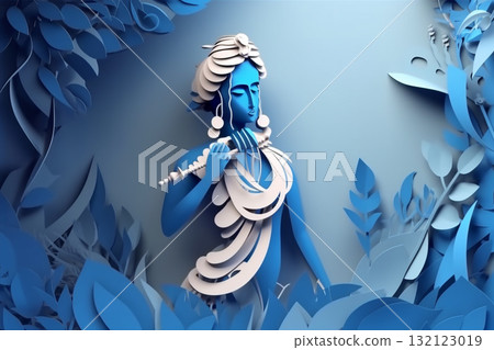 God Krishna sculpture. paper ar illustration style. Generative AI God Krishna sculpture. paper ar illustration style. Generative AI 132123019
