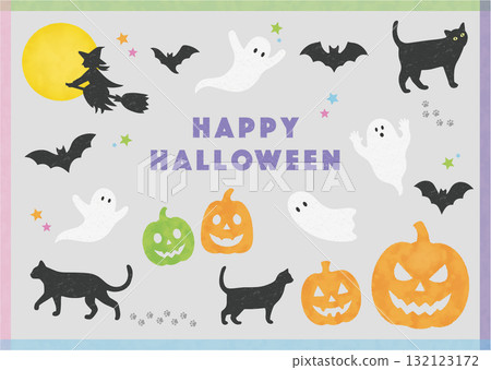 色彩鮮豔、受歡迎的萬聖節插畫素材集 132123172