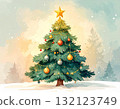 可愛的聖誕樹的插圖 132123749