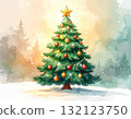 可愛的聖誕樹的插圖 132123750