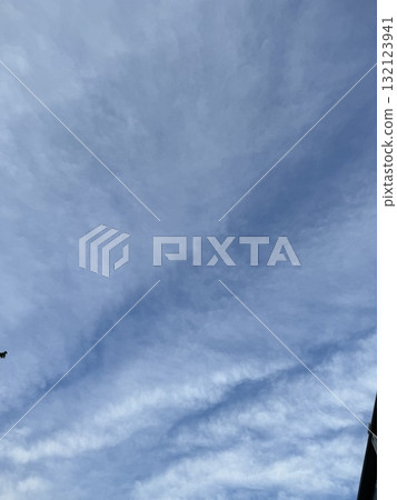 Thin clouds spread across the blue sky & trees and buildings/The sky Thin clouds spread across the blue sky & trees and buildings/The sky 132123941