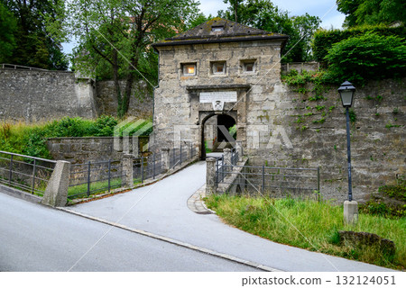 Medieval fortifications atop the Monchsberg hill in Salzburg, Austria 132124051