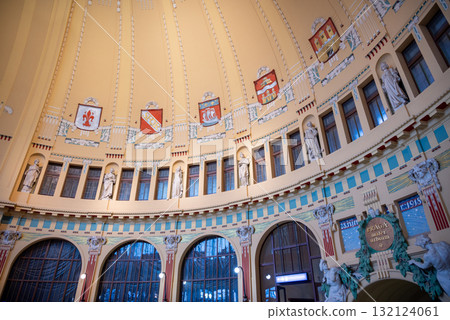 Interior of Prague Main Railway Station (Praha Hlavni Nadrazi), the busiest railway hub in Czechia, in Prague, Czech Republic Interior of Prague Main Railway Station (Praha Hlavni Nadrazi), the busiest railway hub in Czechia, in Prague, Czech Republic 132124061