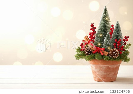 天然聖誕花圈和冬季室內裝飾 132124706