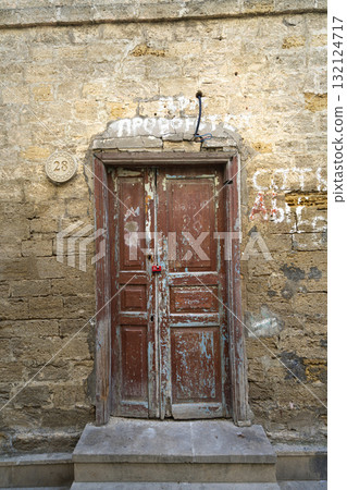 an old door of a building in Baku, Azerbaijan 132124717