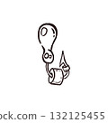A hook for fishing with a rod or spinning rod, everything is hand-drawn in ink and translated into a vector. Illustration suitable for fishing products packaging design, shop window design. 132125455