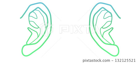 耳朵插圖，簡單的線條畫，左右設置 132125521