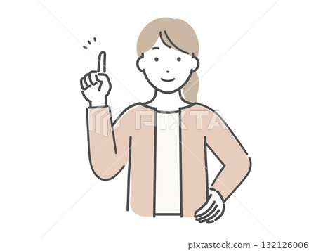 Illustration of a smiling young woman explaining 132126006