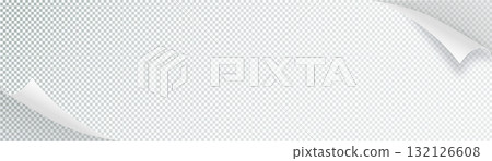 Curly Page Corner realistic illustration. Curled corners set. Paper page curl corner, flip turn fold sheet. Sticker. Vector 132126608