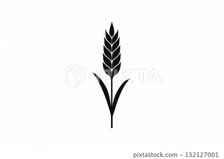 白色背景上簡單的小麥剪影 白色背景上簡單的小麥剪影 132127001
