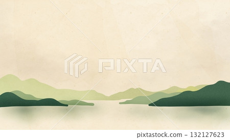 日式山背景、日紙背景、水彩顏料粗糙飾面 132127623