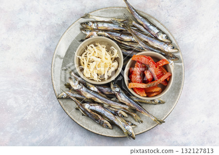 Beer and dried fish. Beer and dried fish. 132127813