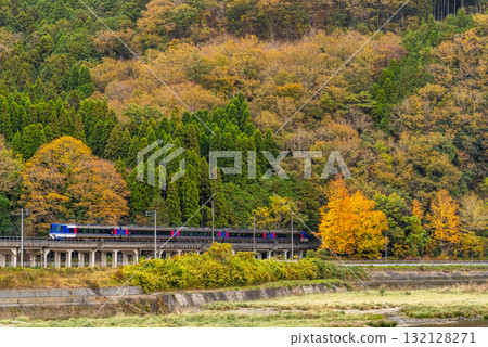 Chizu Express Super Hakuto No. 6 bound for Osaka Station running through autumn leaves in Sayo-cho, Sayo-gun, Hyogo Prefecture Chizu Express Super Hakuto No. 6 bound for Osaka Station running through autumn leaves in Sayo-cho, Sayo-gun, Hyogo Prefecture 132128271