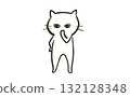 Illustration of a thinking cat with slanted eyes 132128348