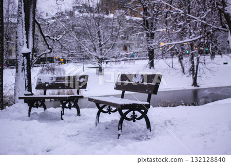 Historic Old Town Riga covered in fresh winter snow. Historic Old Town Riga covered in fresh winter snow. 132128840
