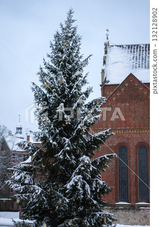 Decorated Christmas tree in Old Riga, Latvia. Decorated Christmas tree in Old Riga, Latvia. 132128902