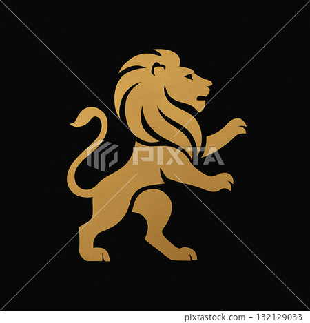 黑色背景上簡單的金獅 黑色背景上簡單的金獅 132129033