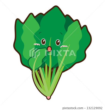 Illustration of a spinach character with a surprised expression 132129092