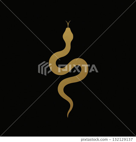 Simple gold snake on a black background Simple gold snake on a black background 132129137