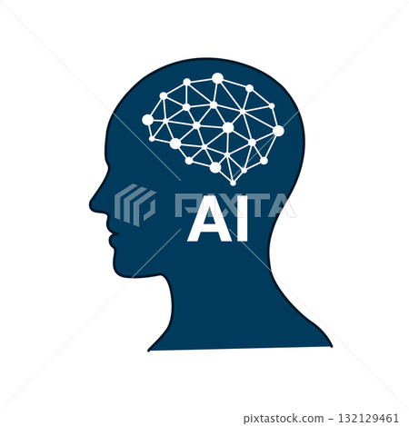 人工智慧圖像簡單 AI 插圖圖示標記生成 AI 輪廓 132129461