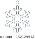 Metal wire snowflake ornament isolated on white 132129948