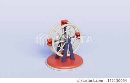 Amusement Park Ferris Wheel Miniature. 3D Rendering. 132130064